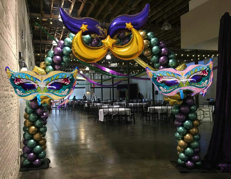 LUCKKYY Mardi Gras Balloon Garland Kit 108 PCS Purple Green Gold Balloons Mask Sign Foil Balloons for Mardi Gras Masquerade New Orleans Party - Image 5
